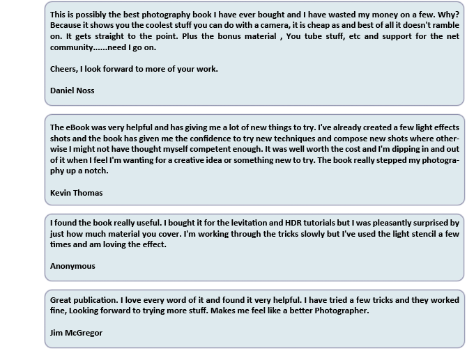 Trick Photography and Special Effects Testimonials